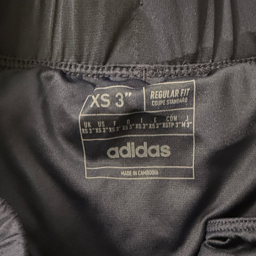 Adidas Dark Blue Sports Shorts with White Stripes - Picture 2 of 2